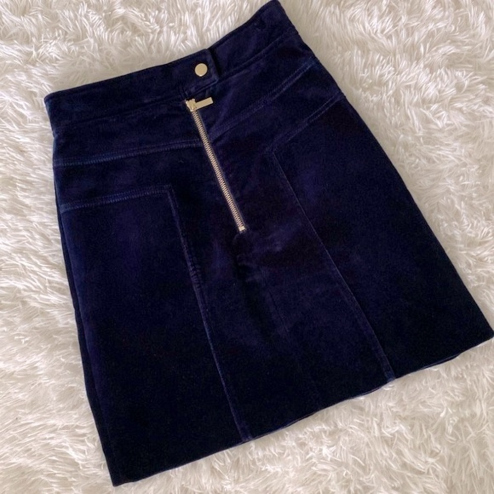 NWOT Karen Millen velvet royal blue tailored mini skirt